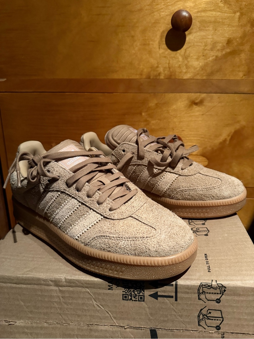 Adidas Samba XLG Sand Beige Wheat Suede Shoes - Picture 2 of 5